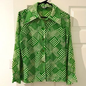 Vintage green and white polka dot top!